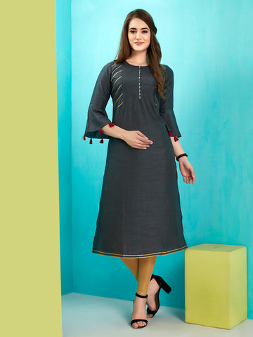 Grey Cotton Kurta