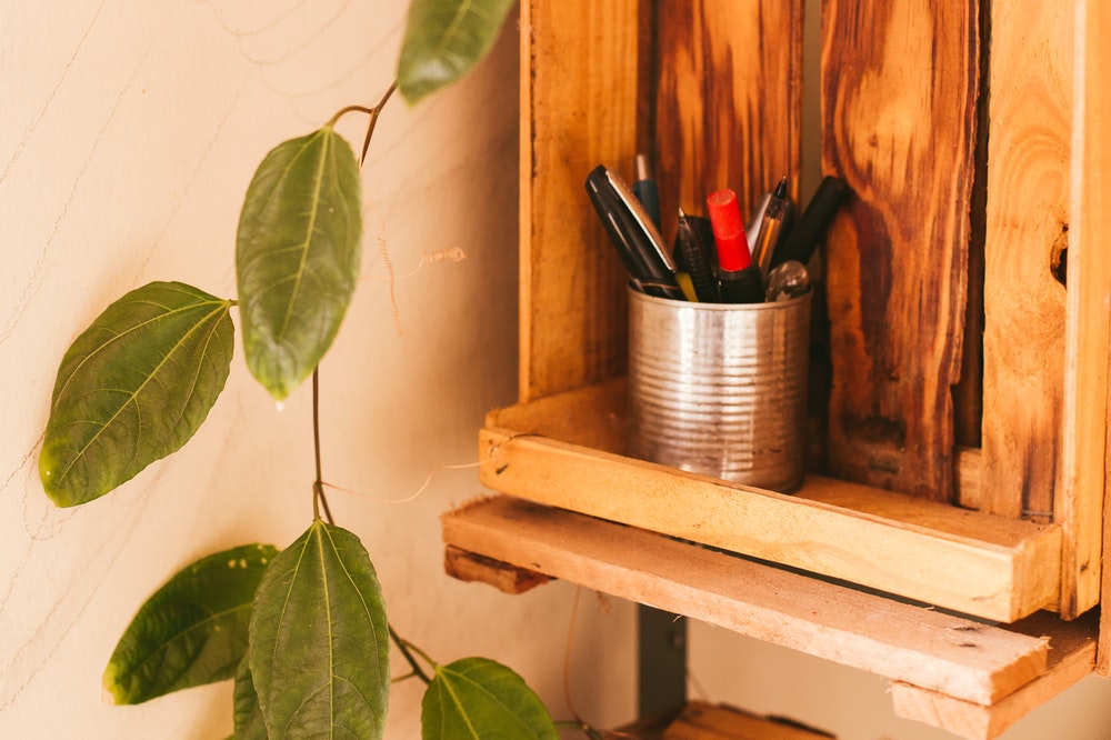 wooden crate shelves