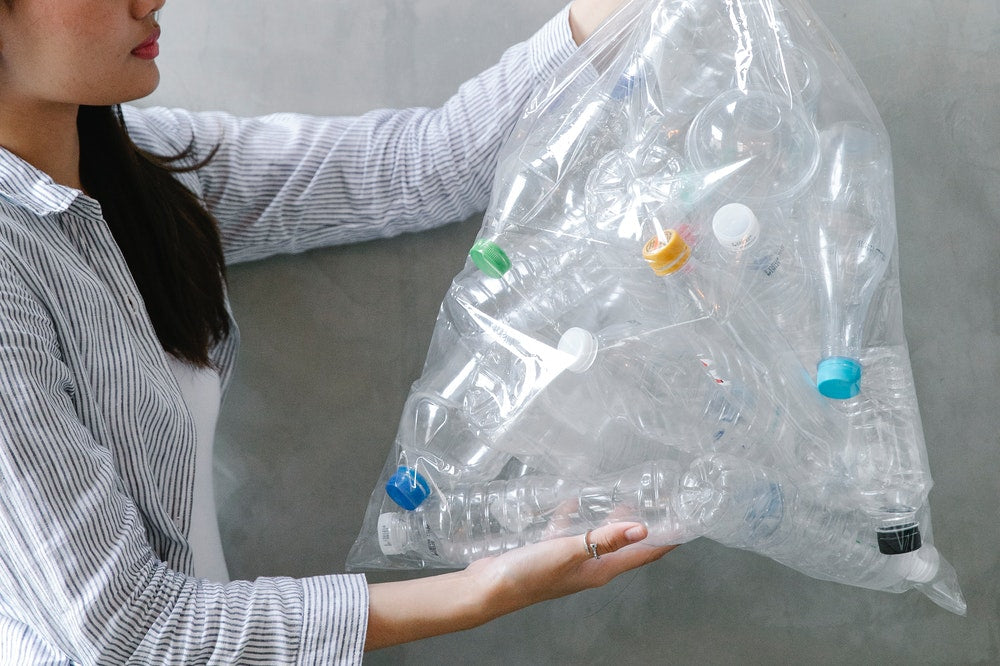 plastic bottles in a plastic bag