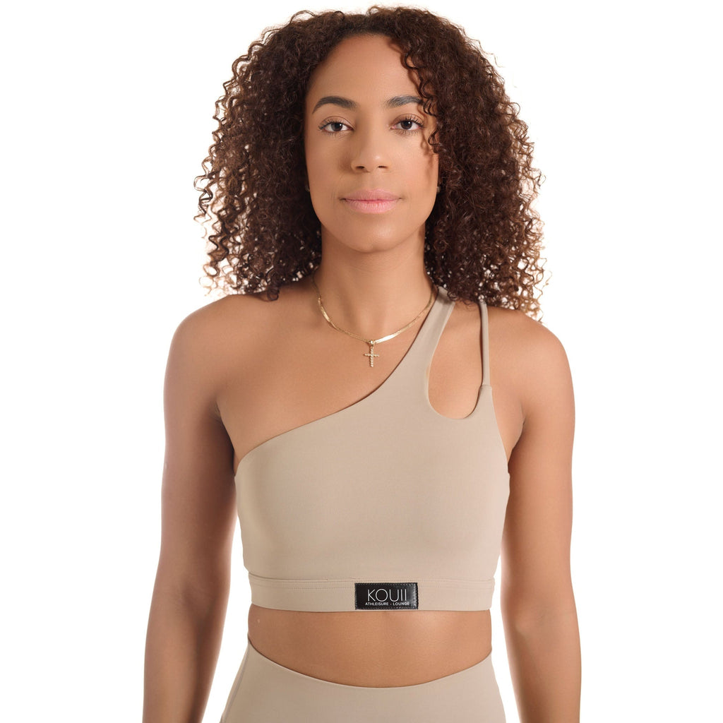 Eva Sports Bra in Taupe & White curated on LTK