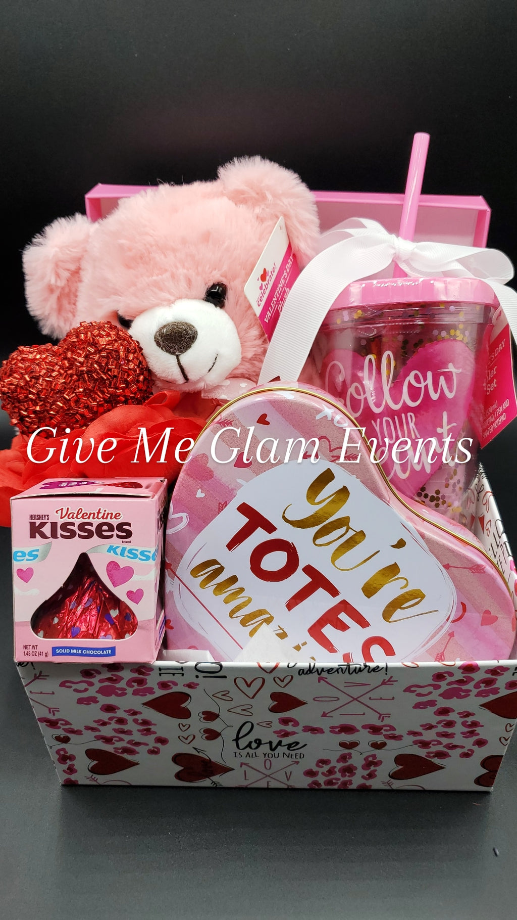Pink Hearts Gift Box - cinnamon glazed nuts – Dollicious Treats