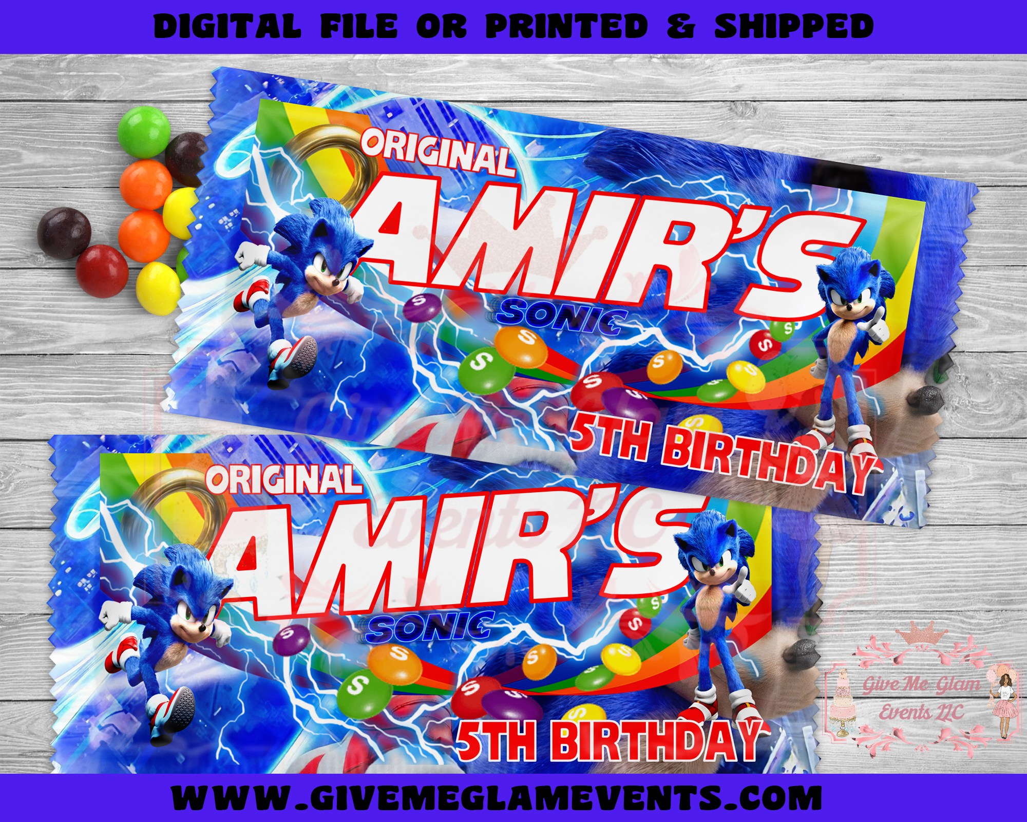 Download Sonic Skittles Rainbow Candy Wrappers Digital Printed Assembled P Give Me Glam Events Creations