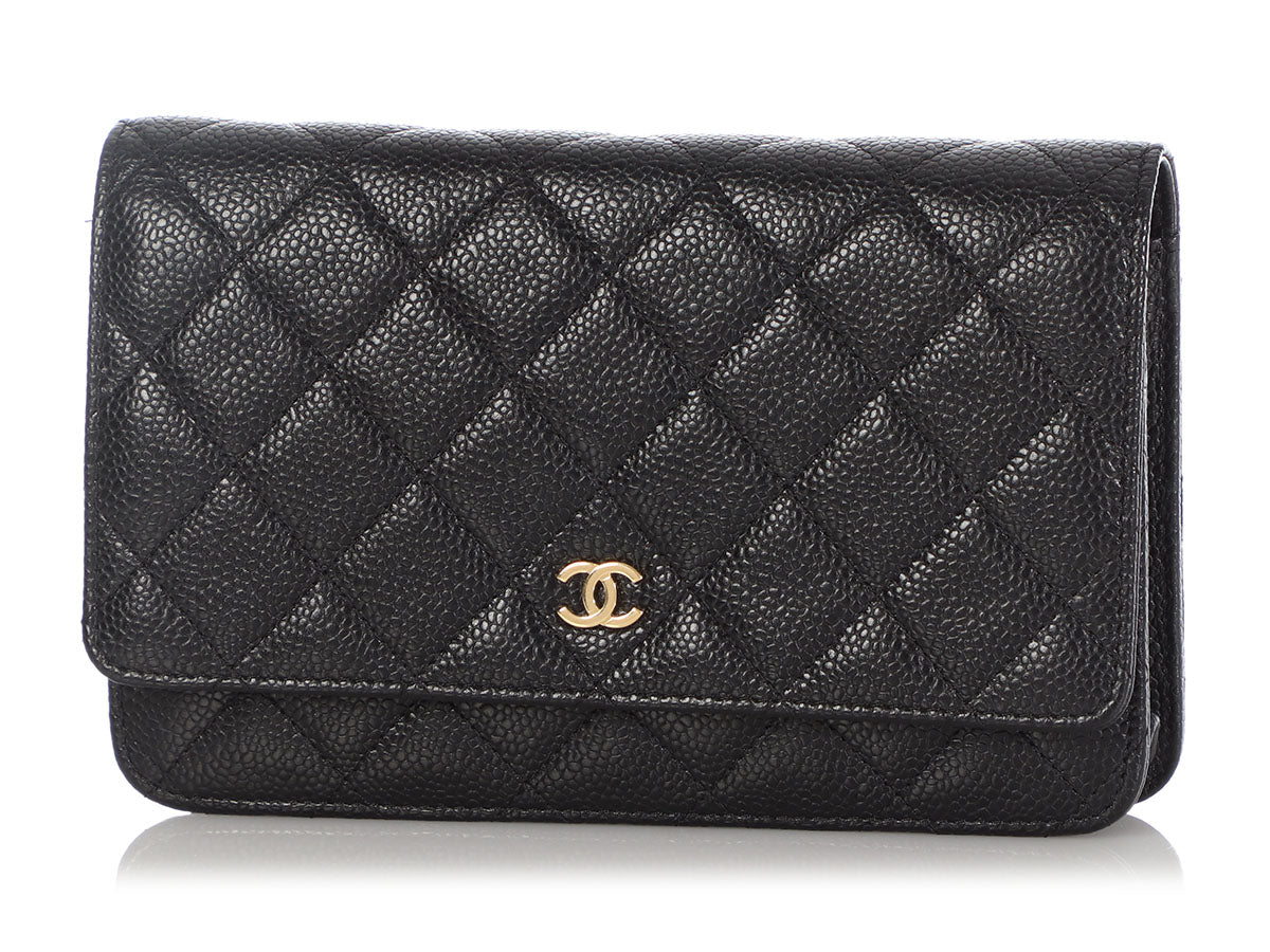 chanel caviar quilted wallet on chain woc black