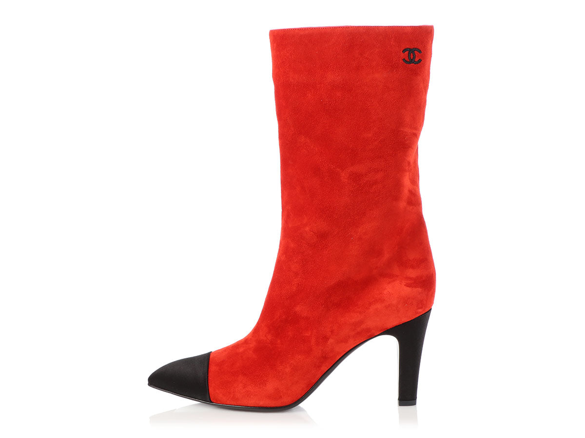 red chanel boots