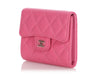 Chanel Small Pink Quilted Caviar Classic Wallet