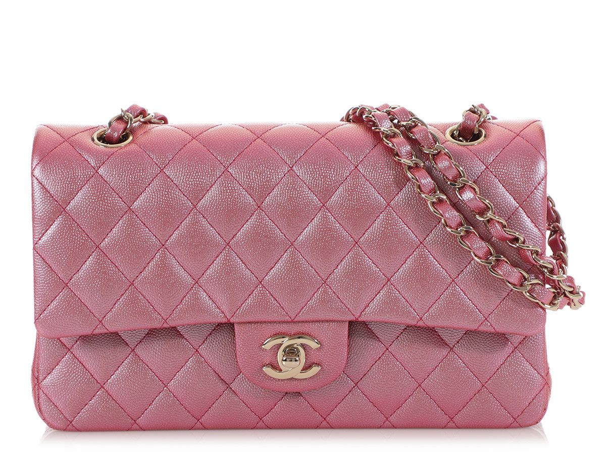 chanel iridescent pink classic flap