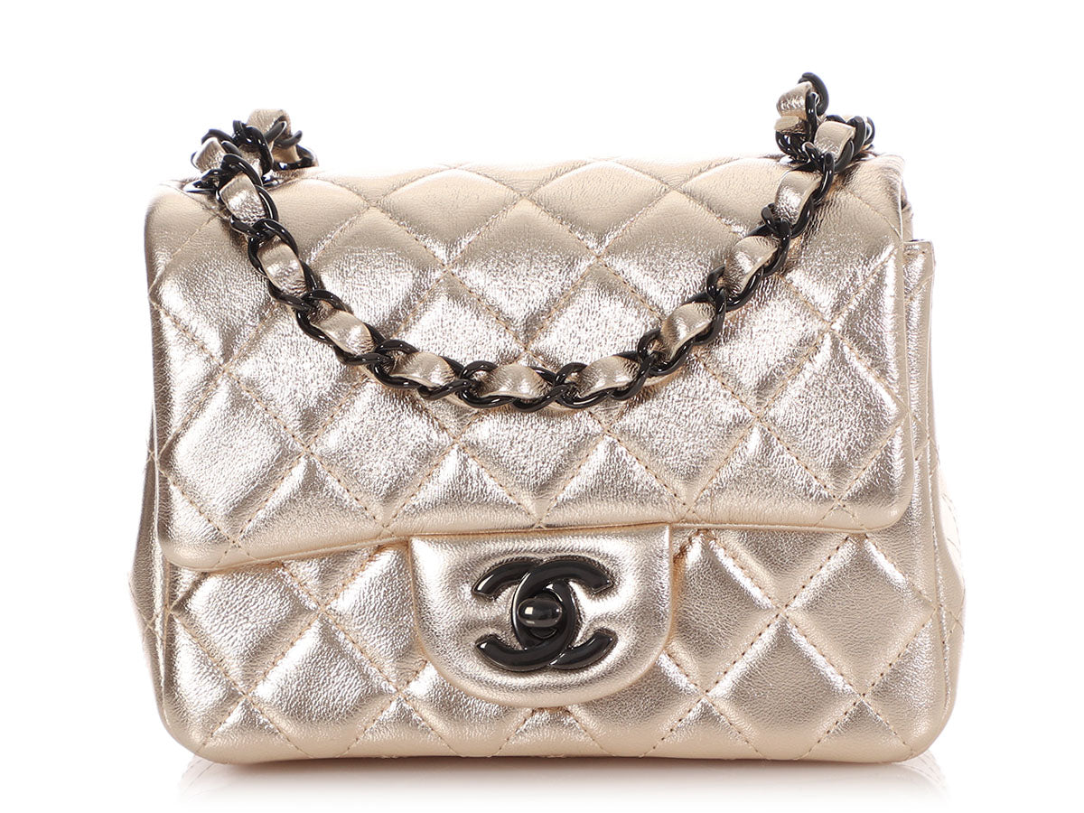 Chanel Mini So Black Gold Quilted Calfskin Classic