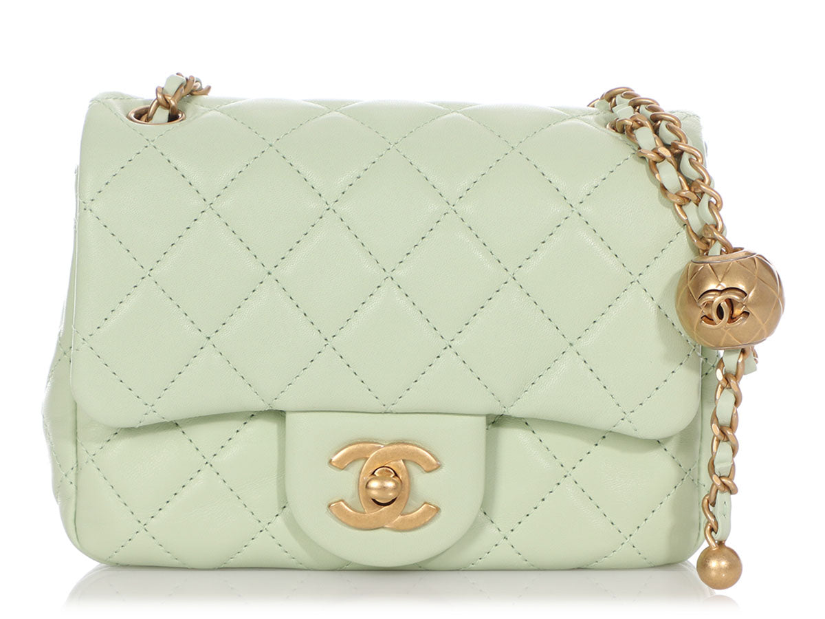 Chanel Heart Mini Flap Bag Turquoise Lambskin Enamel and Light Gold   Madison Avenue Couture