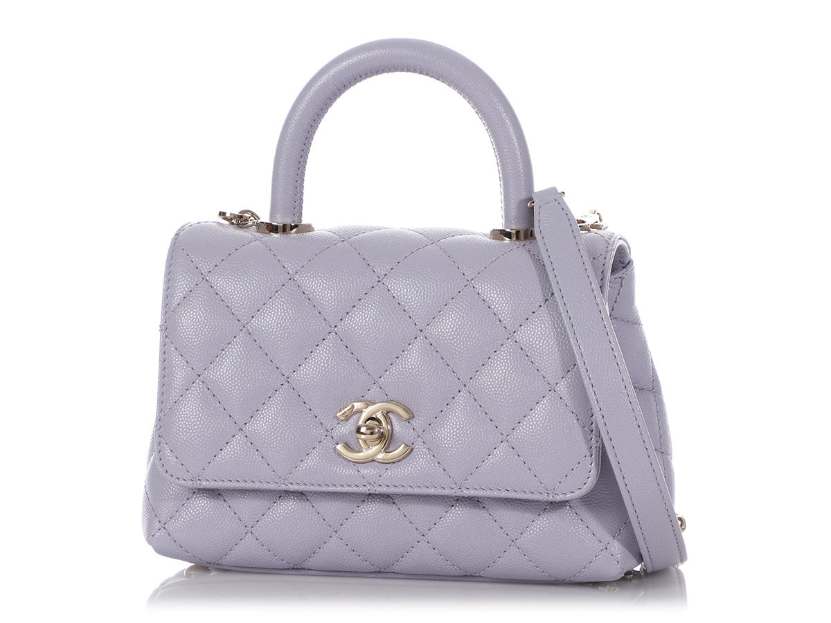 Chanel Extra Mini Lavender Quilted Caviar Coco Handle Bag