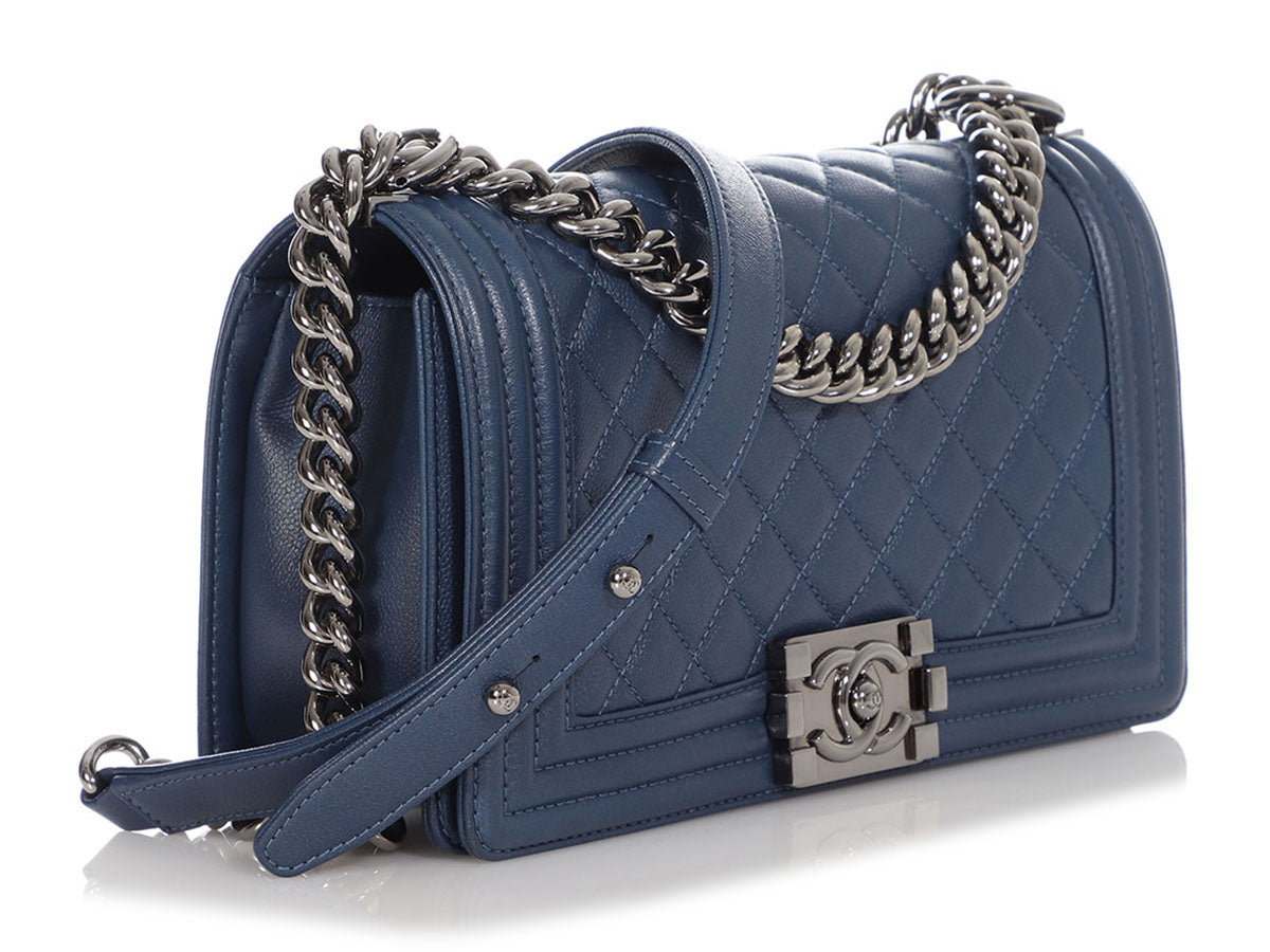 CHANEL Caviar Quilted Small Boy Flap Navy 278850  FASHIONPHILE