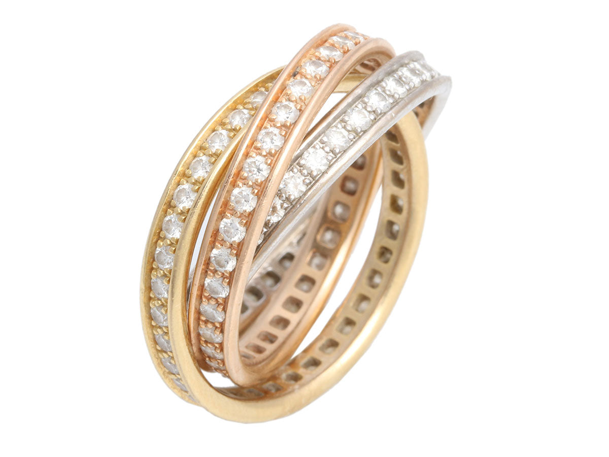 cartier trinity pave diamond ring