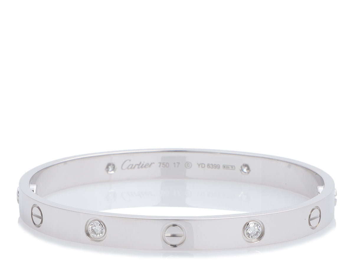 Cartier 18k White Gold Four Diamond Love Bracelet