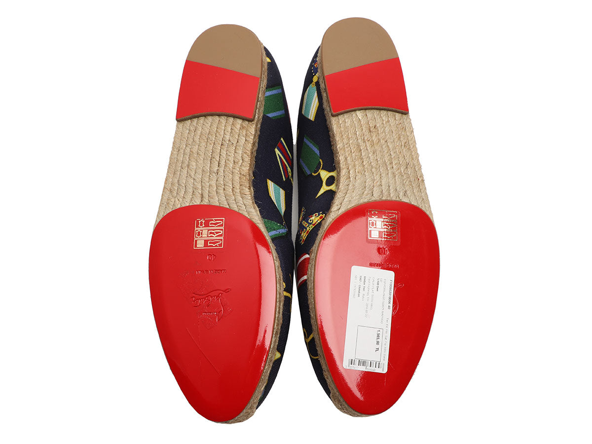 Christian Louboutin Navy and Gold Galia Espadrilles