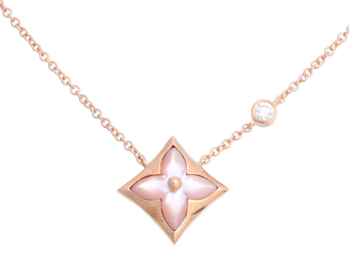 LOUIS VUITTON 18K Pink Gold Diamond Star Blossom Pendant Necklace 456112