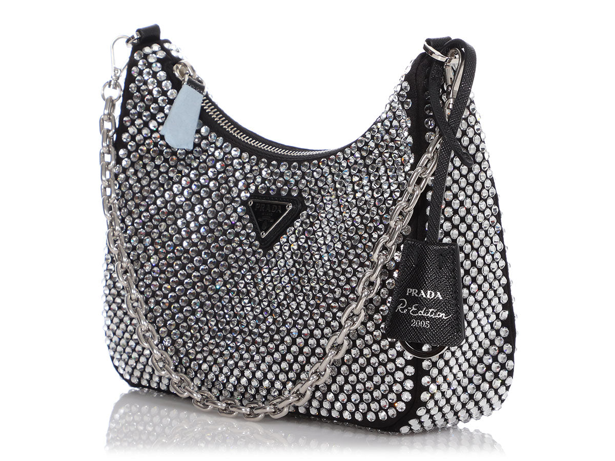 Prada Black Satin and Crystal Re-Edition 2005 Mini-Bag