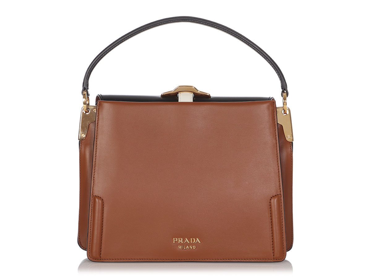 Prada Cognac and Black Belle Bag