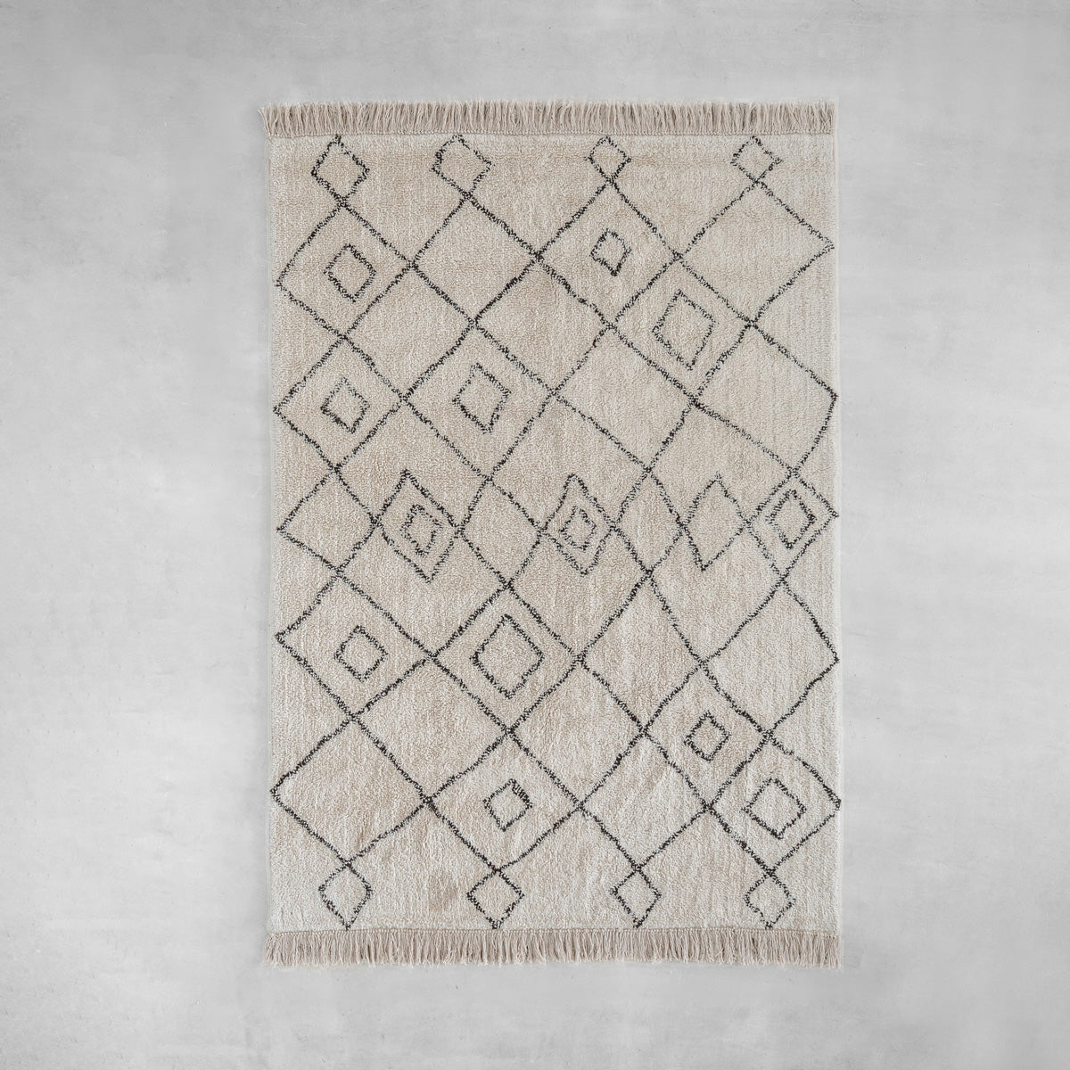 Moroccan Cotton Tufted Rug - Ivory　140×200