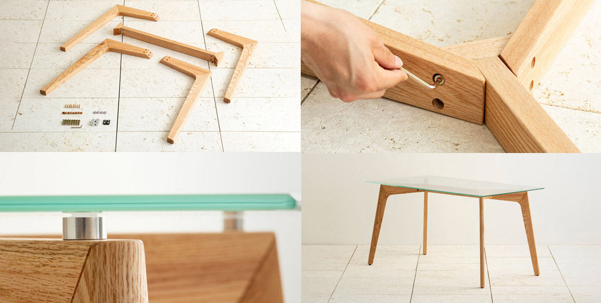 木製脚 ガラステーブル かんたん組立ての仕方 – KANADEMONO