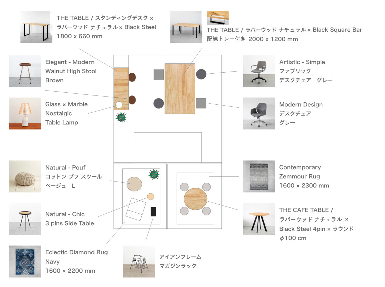 KANADEMONO コーディネート家具の株式会社cause採用事例レイアウト図