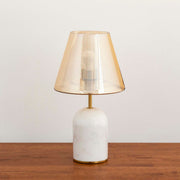 amplitude glass and wood table lamp