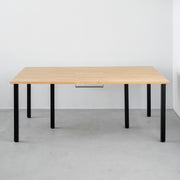 THE TABLE / ラバーウッド ナチュラル × Black Steel × W150 - 200cm