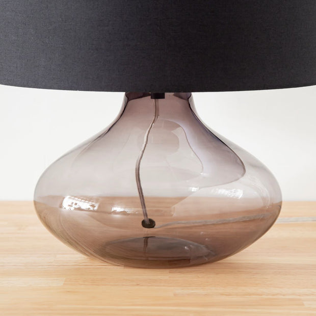 round glass bedside lamp