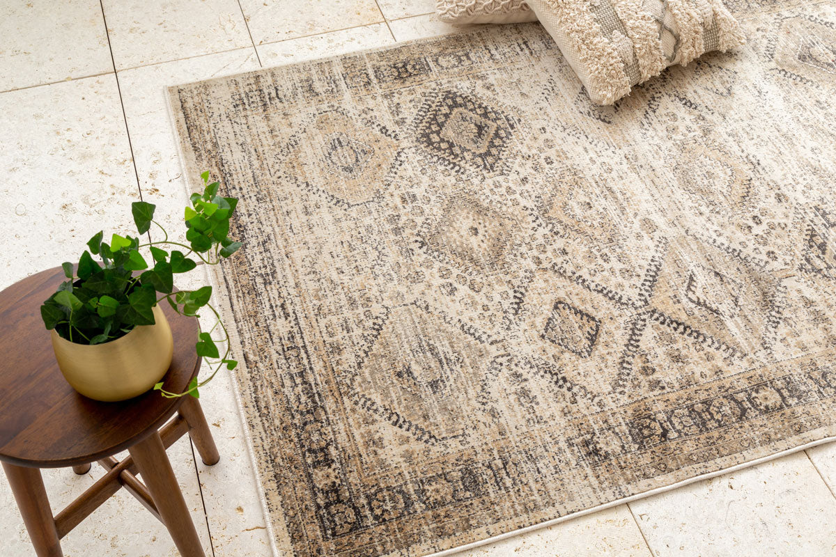 Oriental Diamond Pattern Rug - Stone Color 120×170 – KANADEMONO