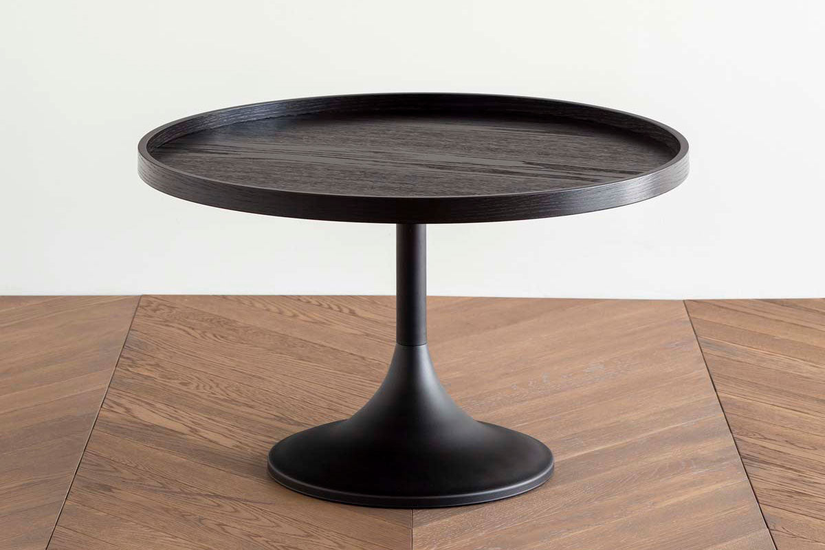 Black Wooden Round Side Table – KANADEMONO