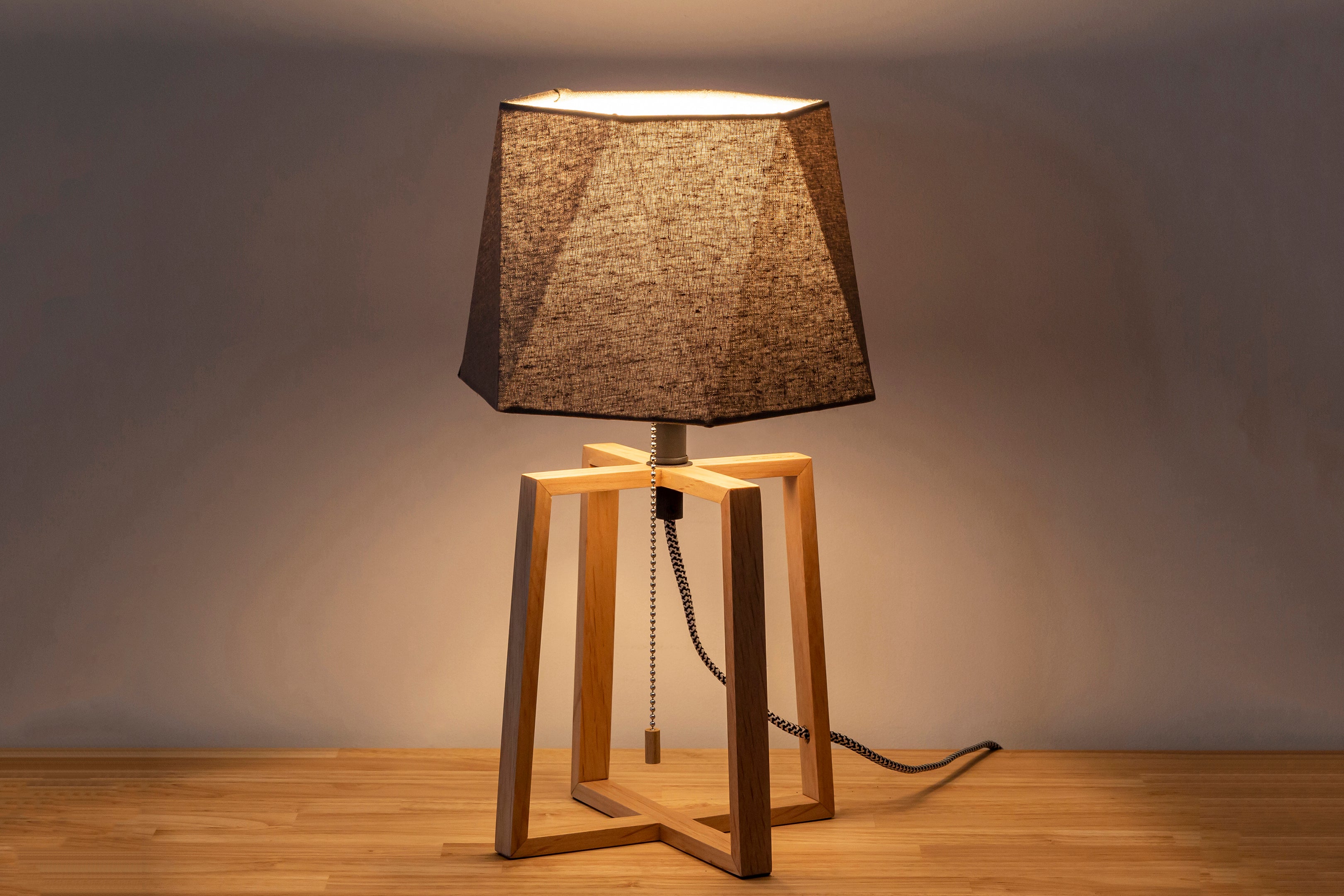 Hexagon Cotton Wood Floor Lamp - White ×520x高さ300mmベース