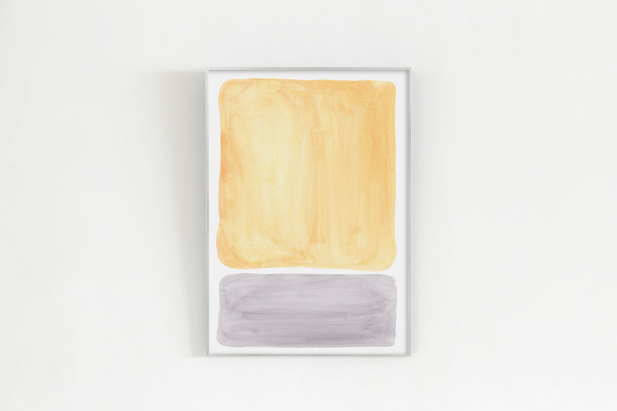 KANADEMONOのイエローとグレーの水彩がお部屋の雰囲気を明るくするアートA1＋シルバーフレーム