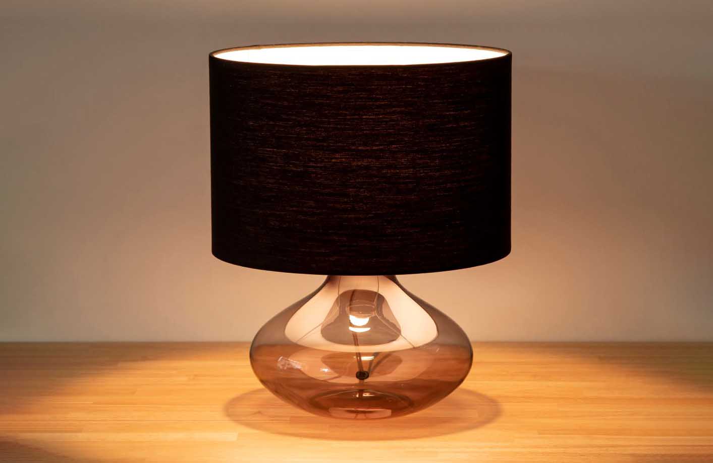 Glass × Fabric Round Table Lamp – KANADEMONO