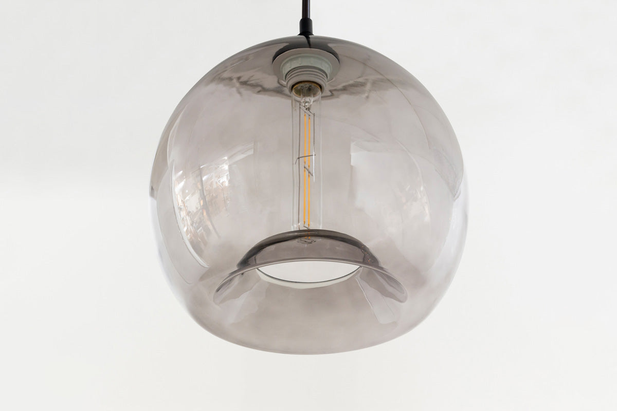 Glass × Tube Clear Gray Round Pendant Light – KANADEMONO