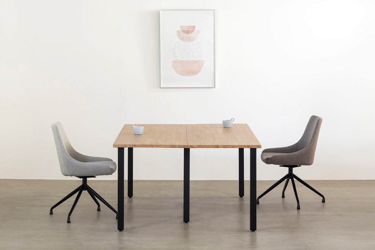 THE TABLE / ラバーウッド アッシュグレー × Black Steel × W150 - 200cm D80 - 120cm –  KANADEMONO