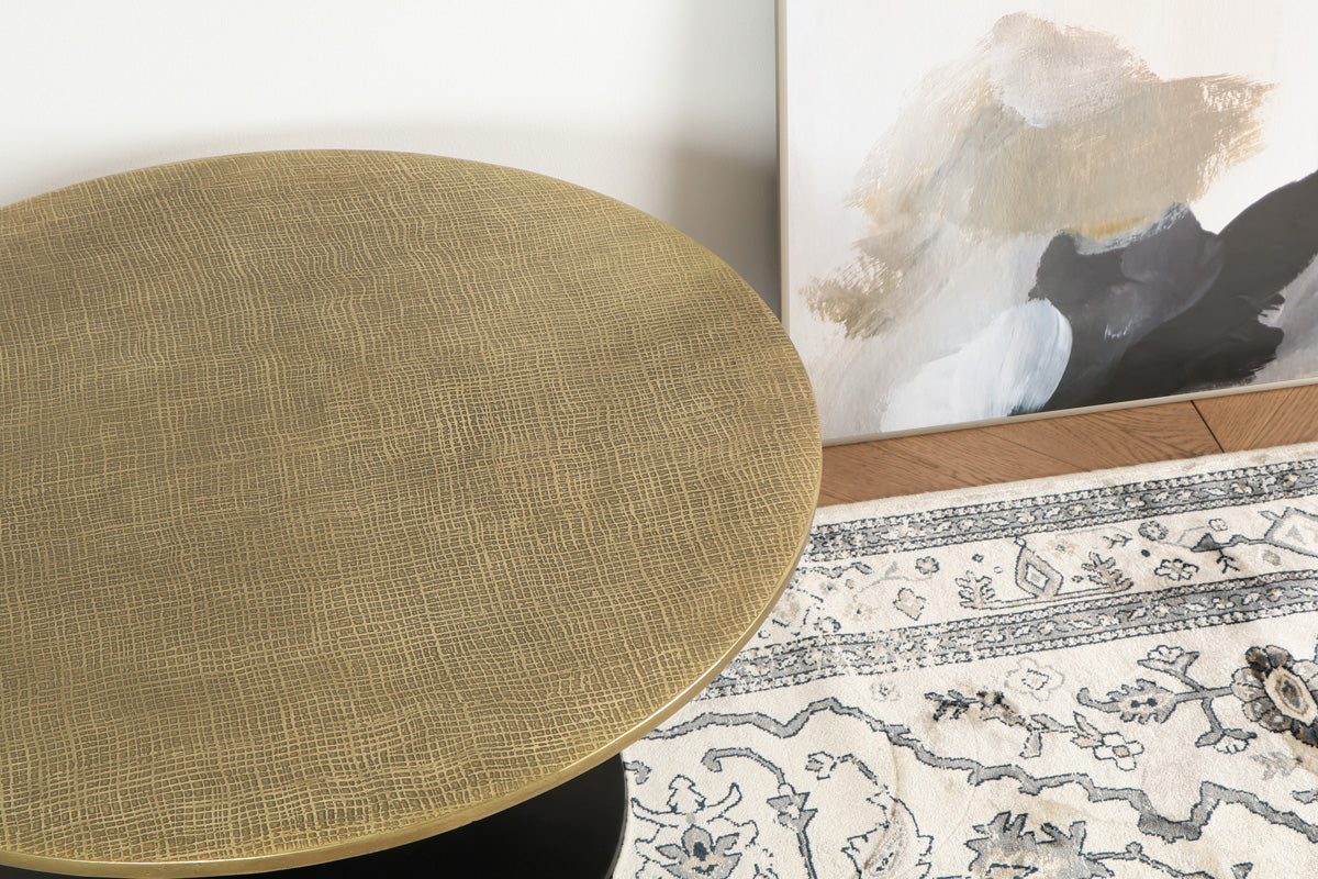 Antique Gold × Black Round Low Table – KANADEMONO