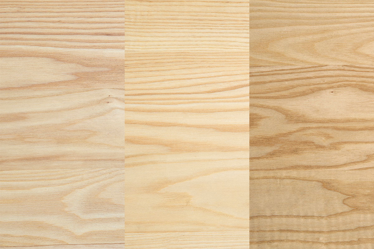 Kanademonoのホワイトアッシュの天板とマットクリア塗装仕上げのトラペゾイド脚を組み合わせたテーブルの使用例