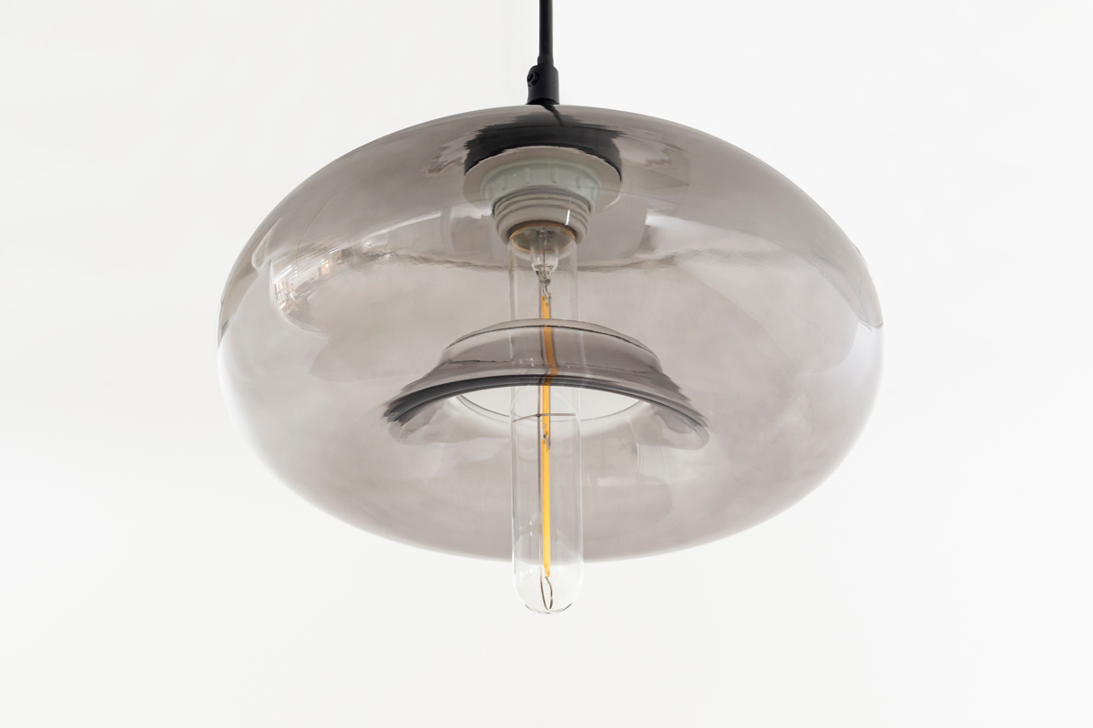 Glass × Tube Clear Gray Disk Pendant Light – KANADEMONO