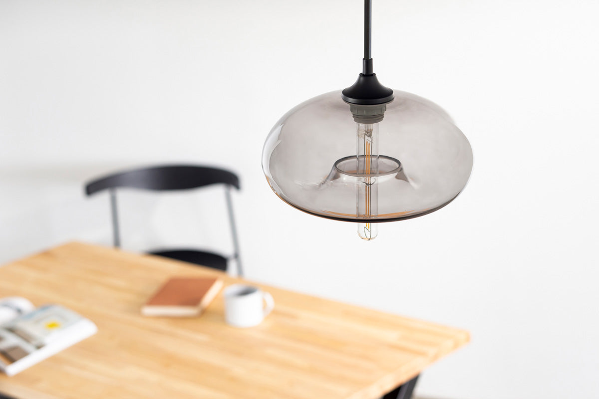 Glass × Tube Clear Gray Disk Pendant Light – KANADEMONO