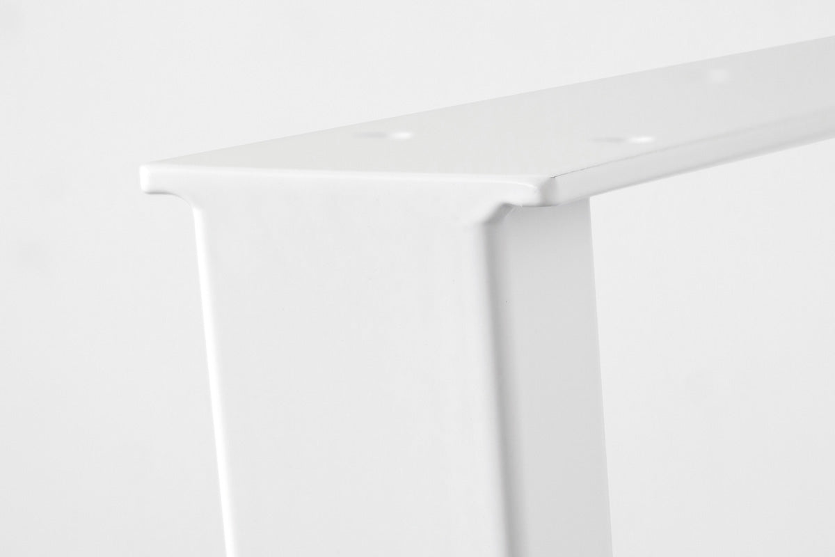 かなでもののホワイトのトラペゾイド（台形）タイプのテーブル脚2脚セット(上部)・クローズアップ