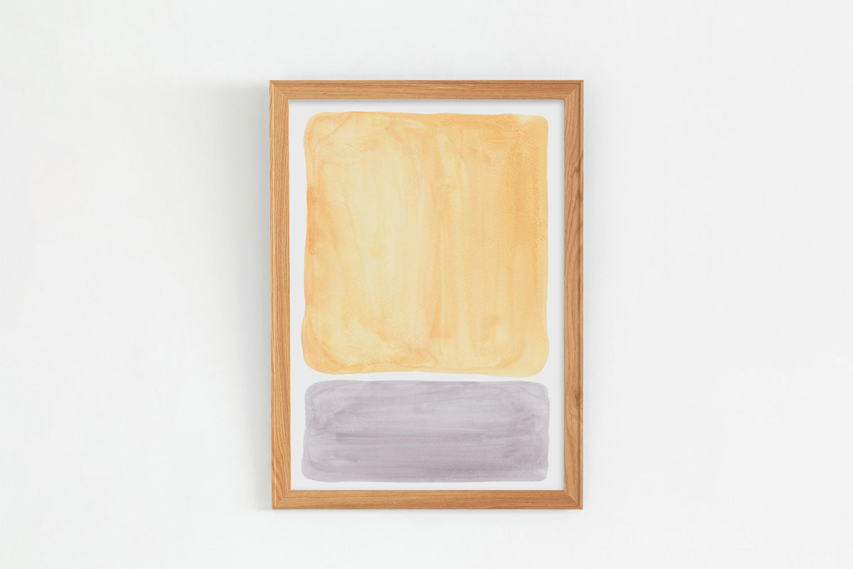 KANADEMONOのイエローとグレーの水彩がお部屋の雰囲気を明るくするアートA1＋ナチュラルフレーム