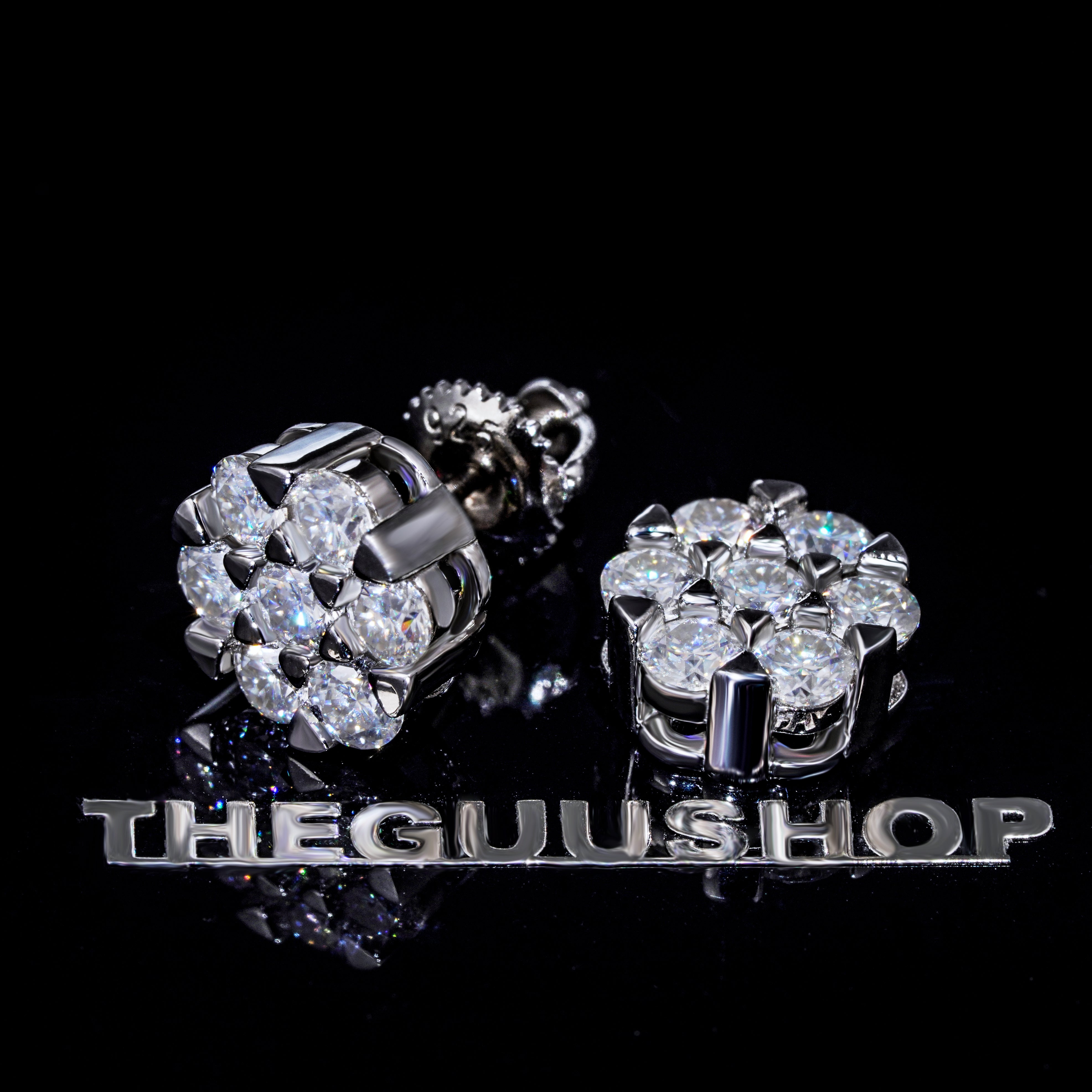 Image of Cluster VVS Moissanite Earring .925 Sterling Silver