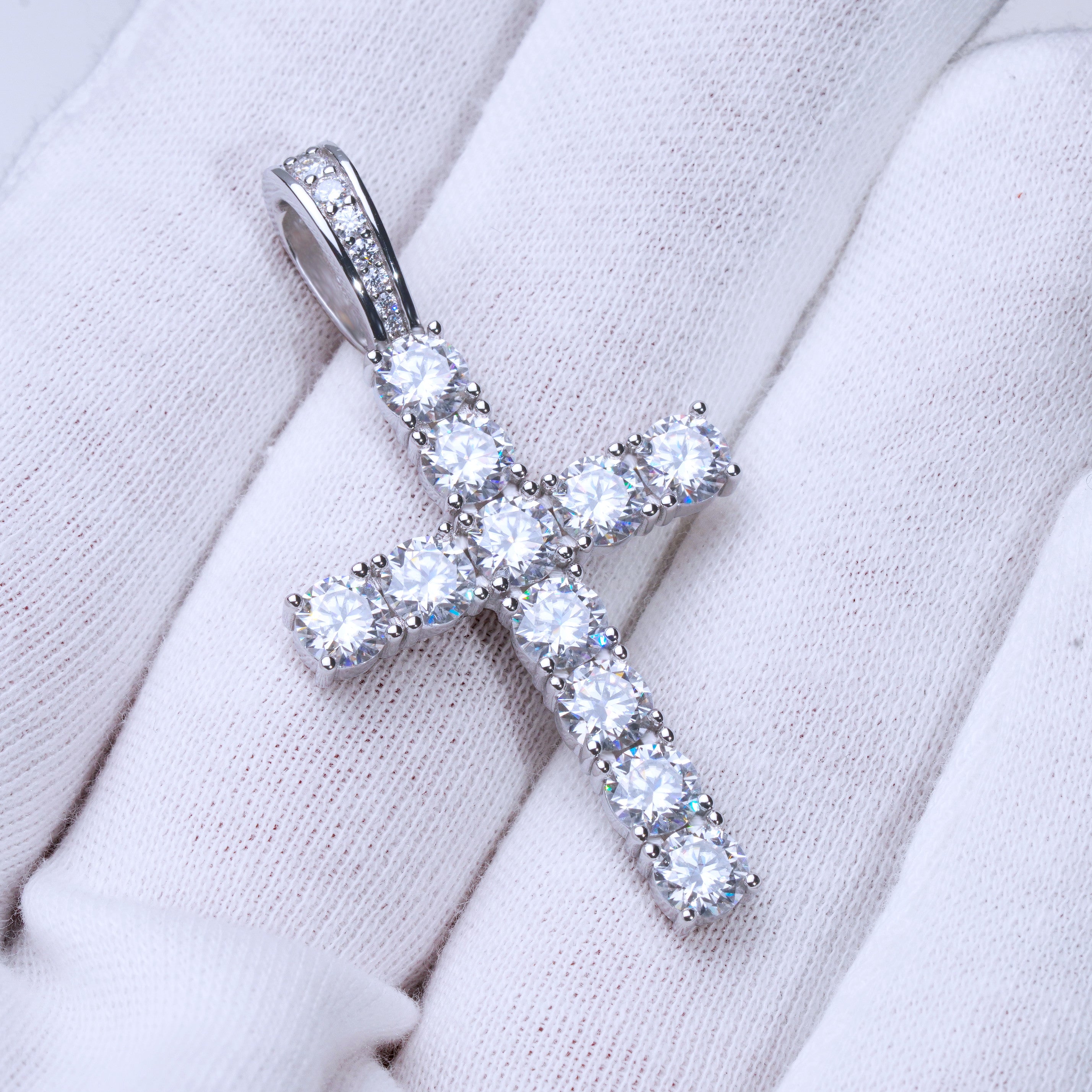 Image of 4.51 Carat VVS Moissanite Cross In White Gold