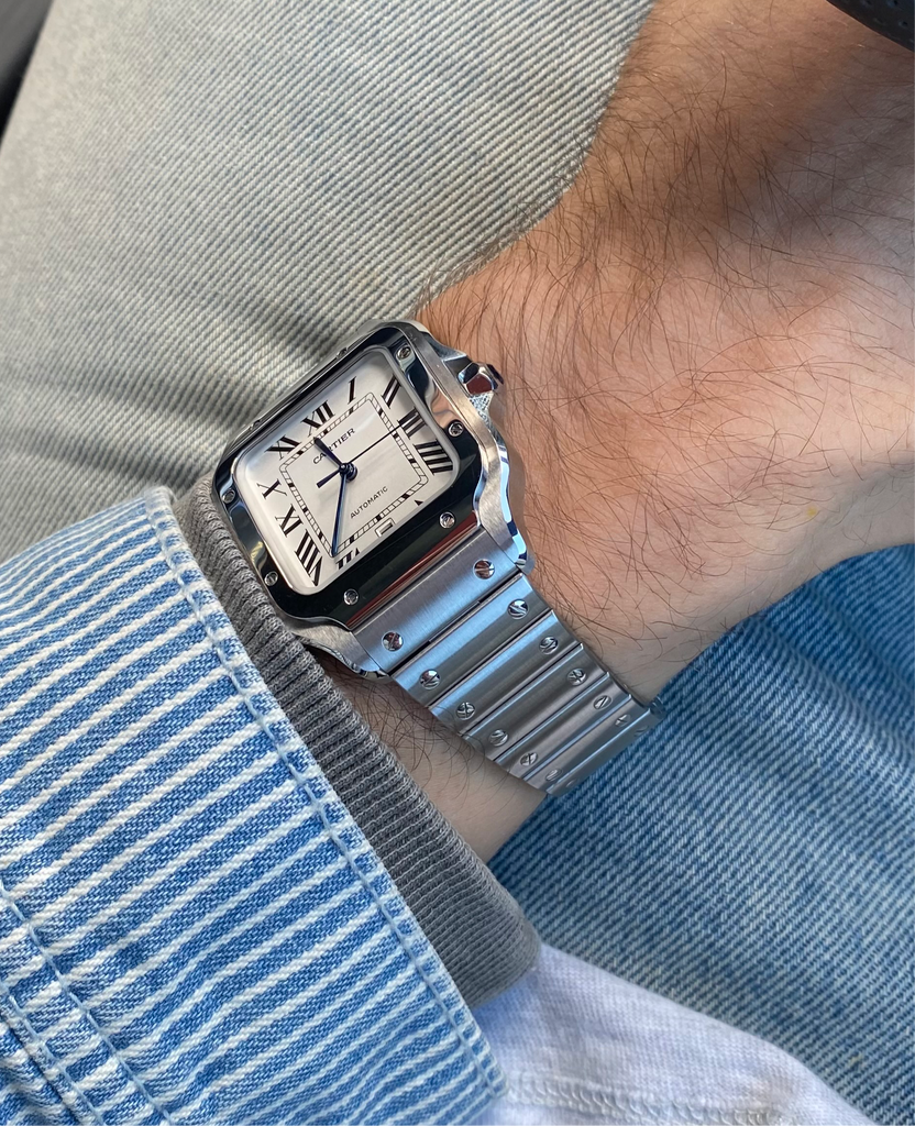 cartier santos large on wrist