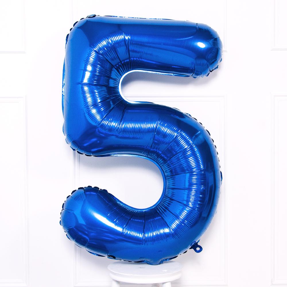 Click to view product details and reviews for Supershape Blue 34 Helium Balloon Number 5.