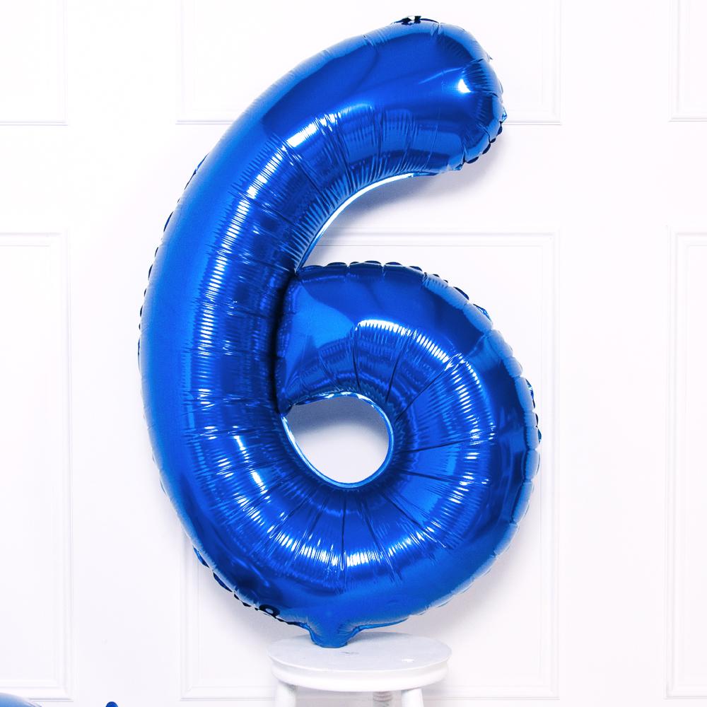 Click to view product details and reviews for Supershape Blue 34 Helium Balloon Number 6.