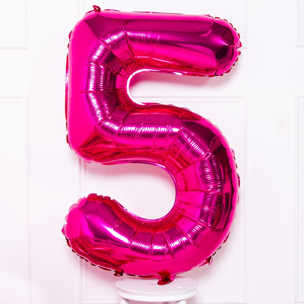 Click to view product details and reviews for Supershape Pink 34 Helium Balloon Number 5.