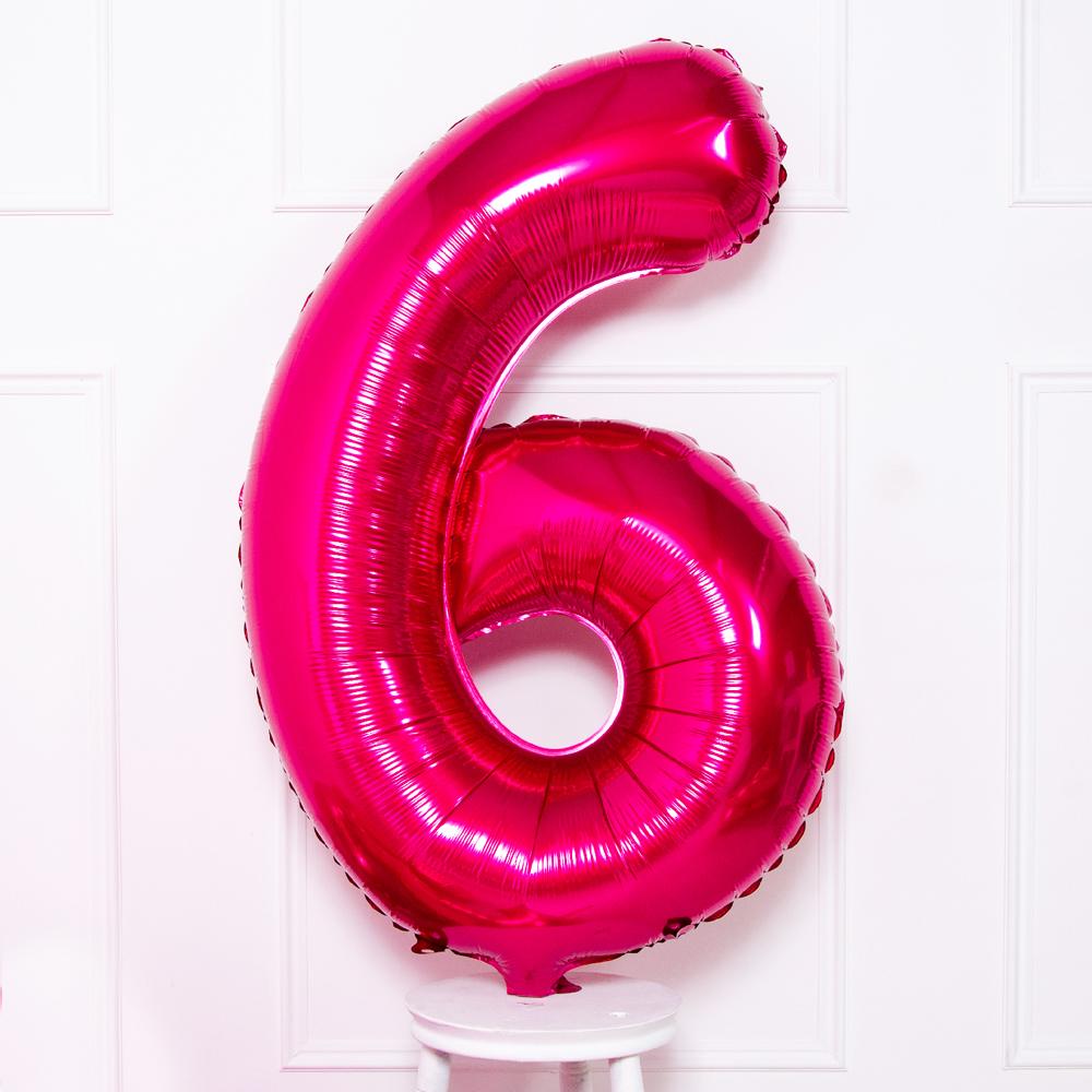 Click to view product details and reviews for Supershape Pink 34 Helium Balloon Number 6.