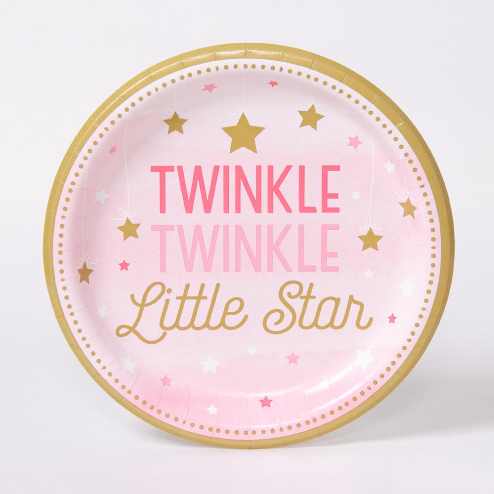 pink star paper plates