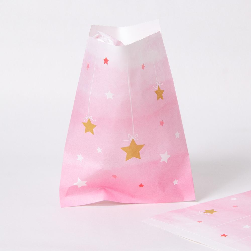 Click to view product details and reviews for One Little Star Pink Paper Party Bags X10.