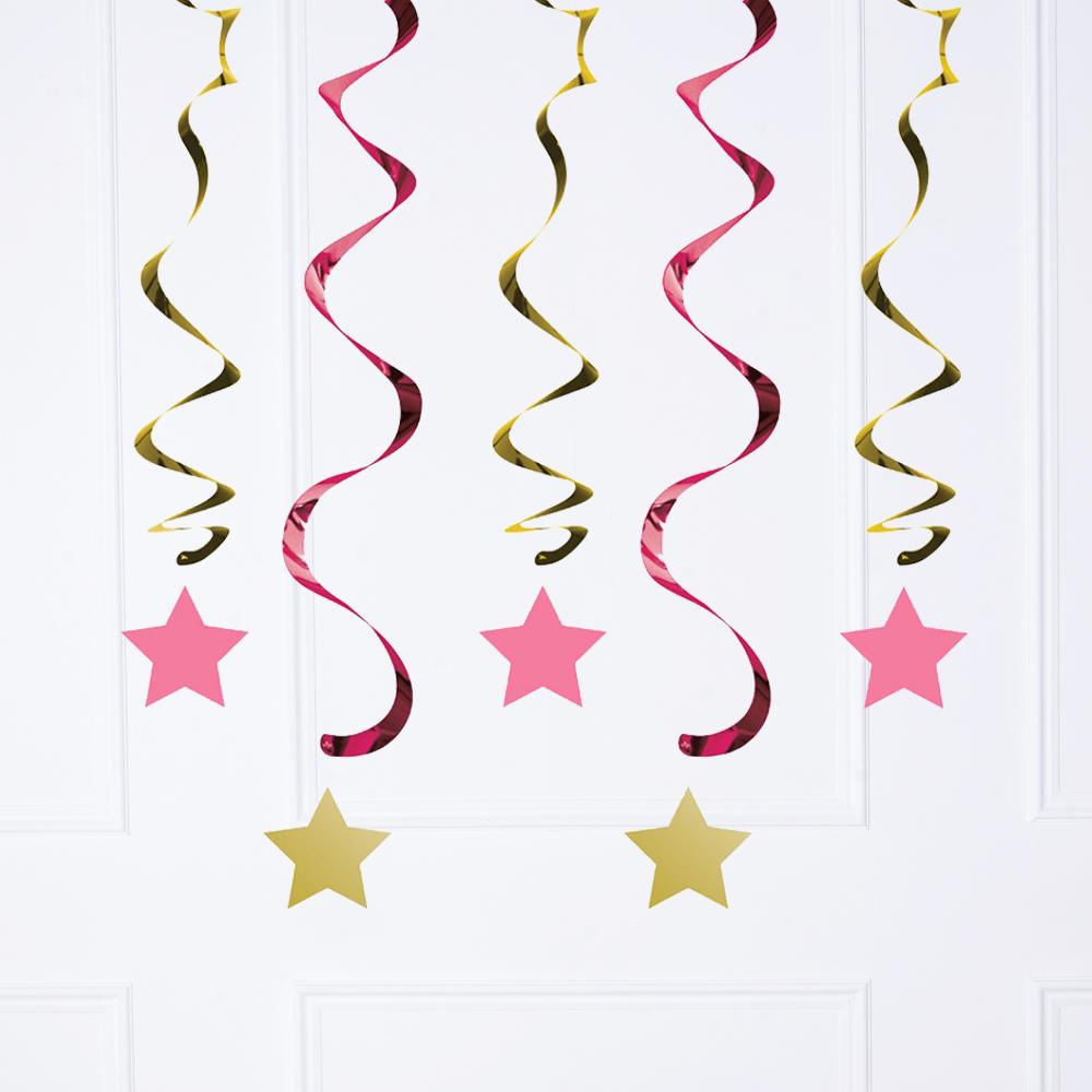 Click to view product details and reviews for One Little Star Pink Ceiling Decorations X5.