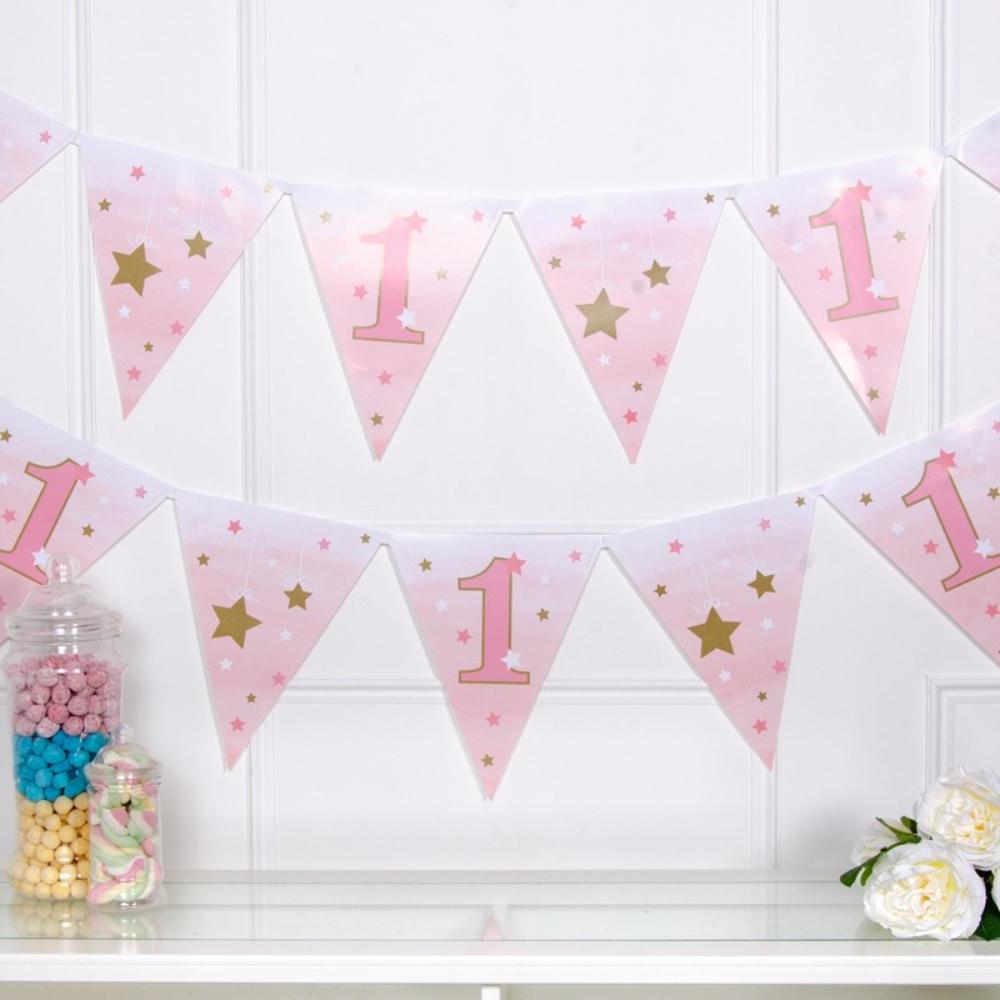 One Little Star Pink Party Flag Bunting